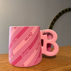Barbie Hot Pink Ceramic Mug White Retro Sports Club Design with B Handle NWT